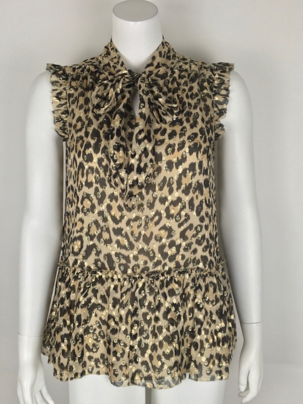 Kate Spade Silk leopard-print necktie blouse